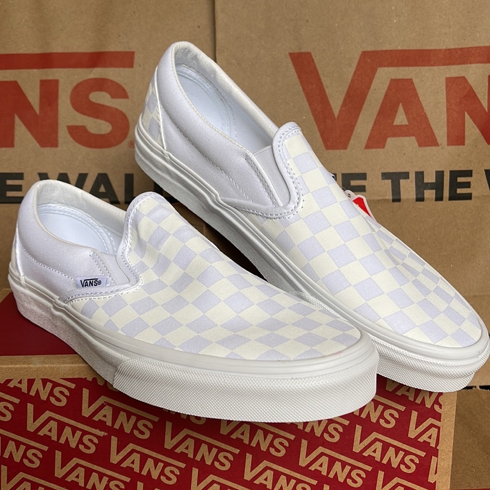 Vans Classic Men’s Slip On Checkerboard True White/ True White sneakers - Picture 2 of 16